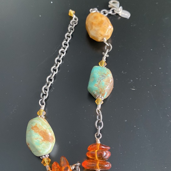 Silver 925 stamped All natural stones. Turquoise, amber, perhaps agate🤷‍♀️ - Picture 6 of 6